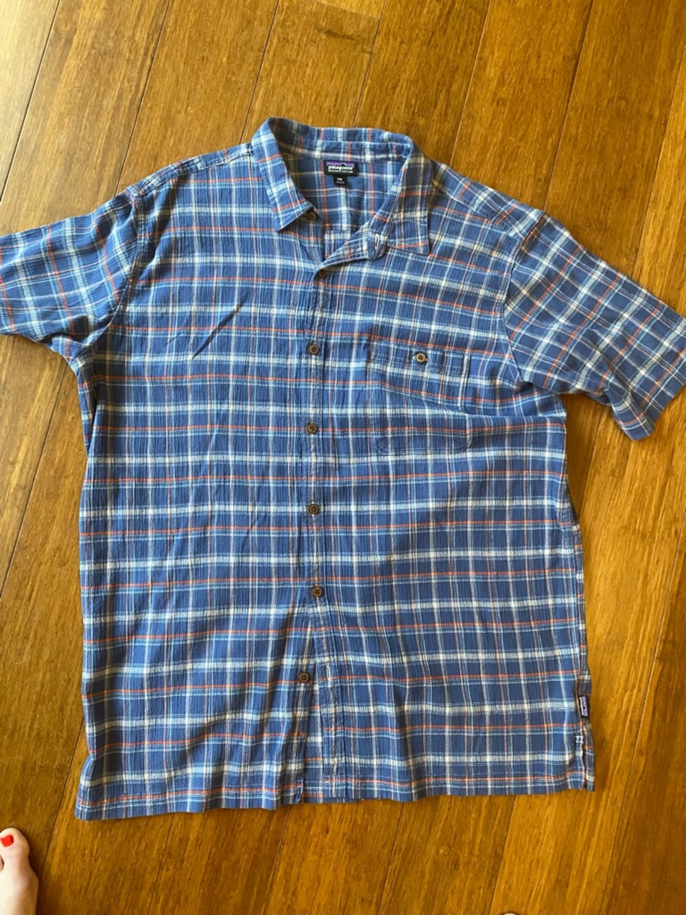 Patagonia Blue Plaid Short-Sleeve Button-Up Shirt